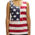 Damen Hand abgeschirmt American Flag Top (TT-007)